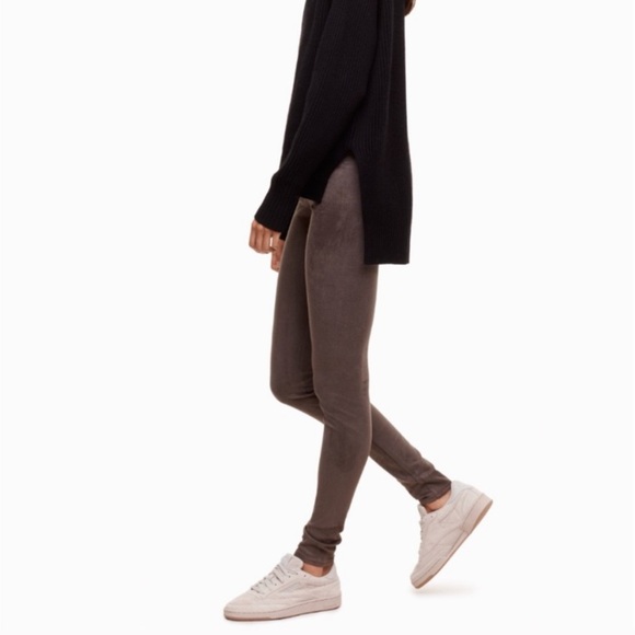 Aritzia Wilfred Free suede Daria pants brown olive small - Picture 5 of 5